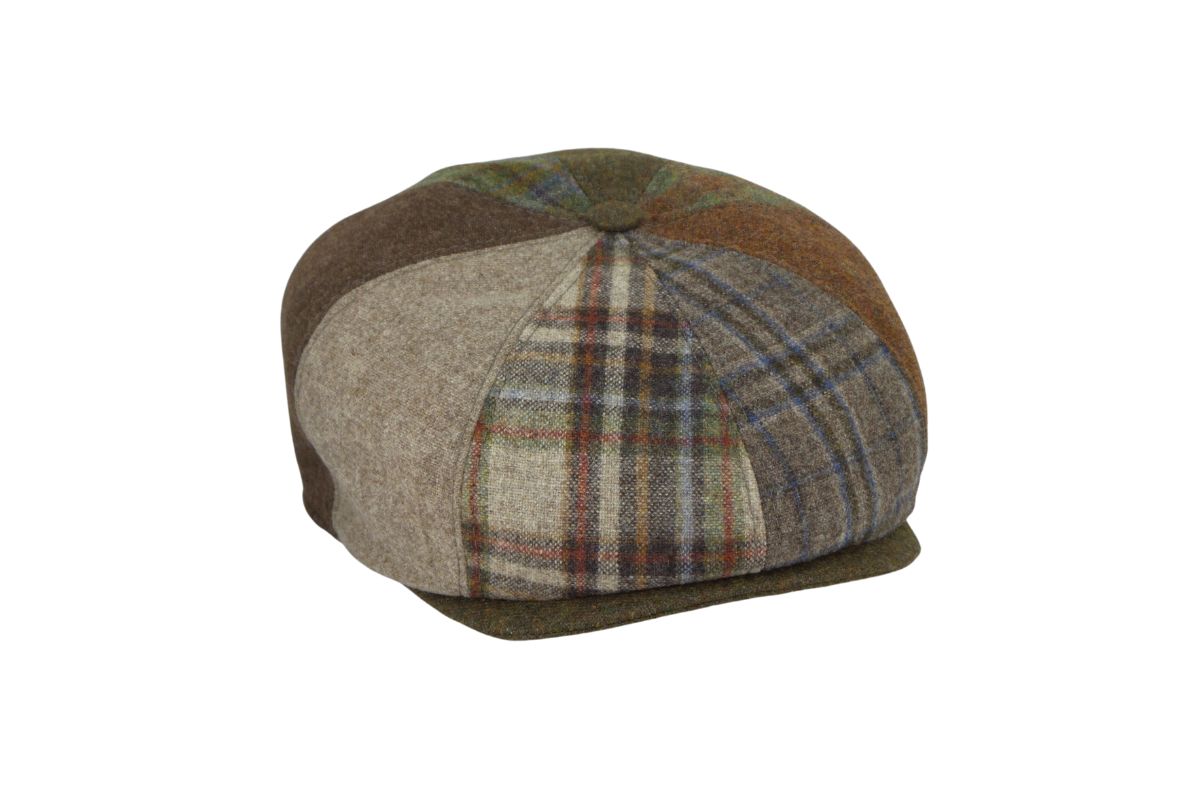 Berretto Uomo Lana/Cashmere Fantasia a Spicchi Cappello Old Crest Italia Verde IRL319