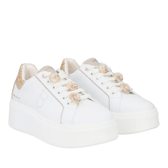 Tosca Blu S012 Sneakers Elettra Con Accessori Gioiello Bianco/Oro