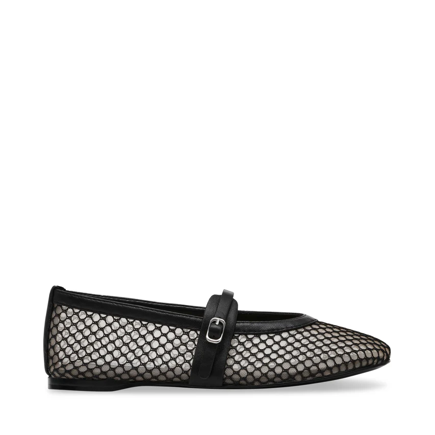 Steve Madden Rejoice-m Ballerina Nera Con Rete Trasparente