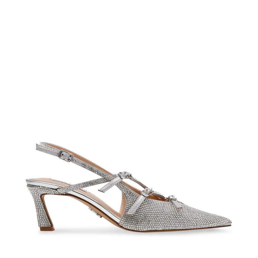 Steve Madden Liana-r Crystal Slingback Con Brillantini Sia Oro Che Argento